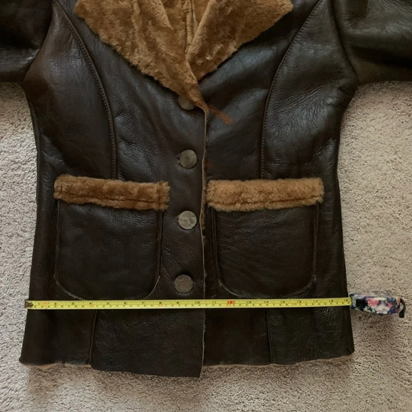 Brown Genuine Leather Shearling Jacket - Picture 10 of 12